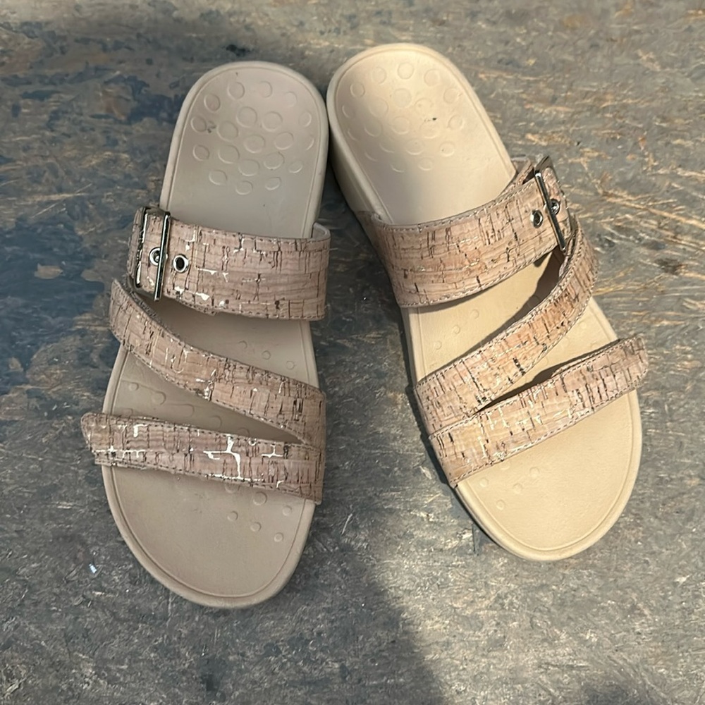Vionic Tan Cork Comfort Sandals with Adjustable Straps
